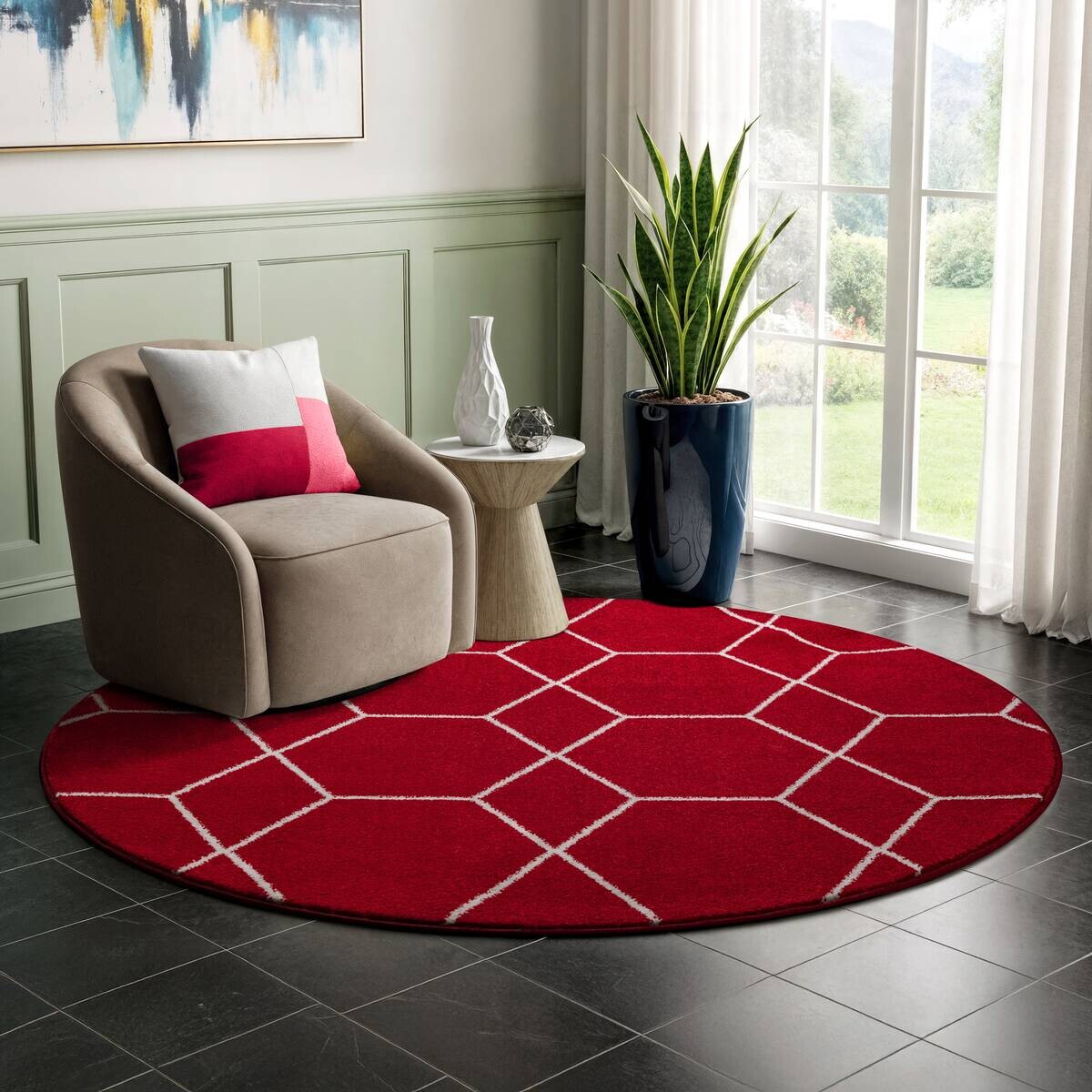 Sanat Teppich Trellis rot B/L: ca. 150x150 cm