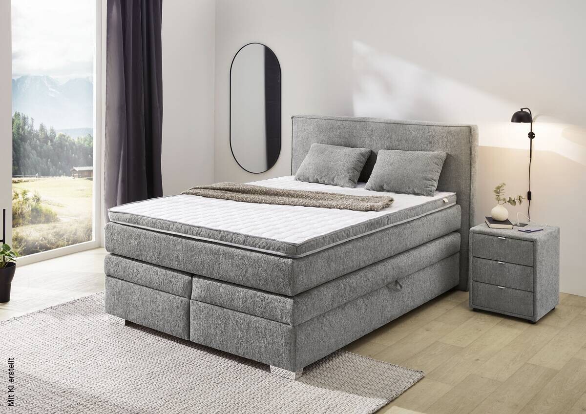 Boxspringbett grau dunkel Liegefläche B/L: ca. 140x200 cm