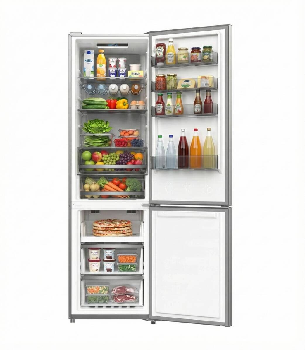 POCOline Kühl-/Gefrierkombination KGK200-405AIXDNF Inox B/H/T: ca. 59,5x200x66 cm