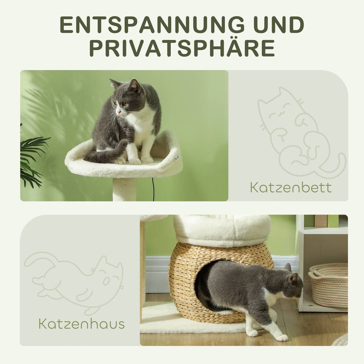 PawHut Kratzbaum cremeweiß Spanplatte B/H/L: ca. 40x79x60 cm