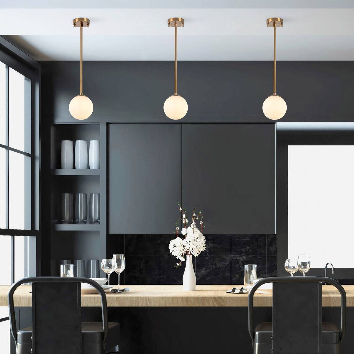 Opviq Deckenleuchte Akkas bronze Metall Glas B/H/T/L/D: ca. 15x61x15x15x15 cm E14 1 Brennstellen