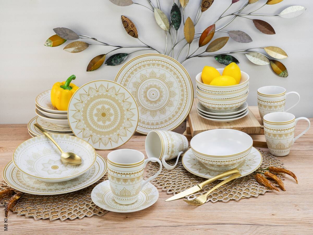 CreaTable Kombiservice Mandala weiß Keramik