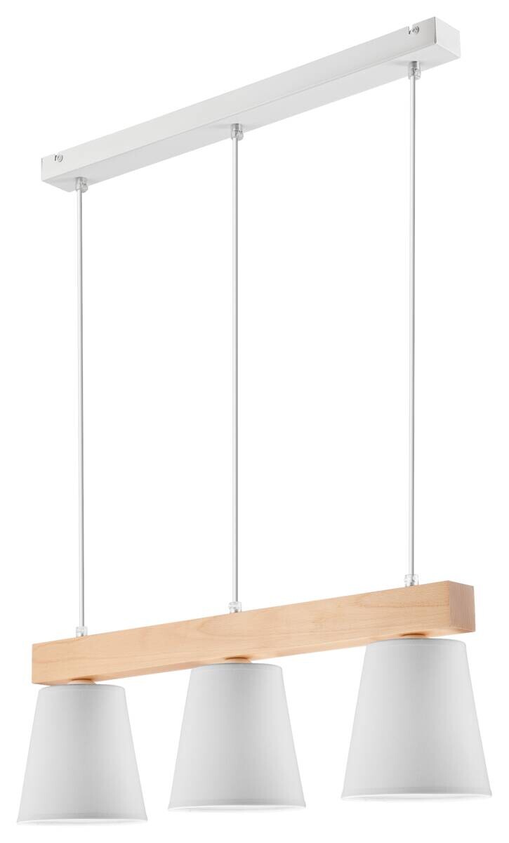 Lamkur Hängeleuchte weiß Holz Stahl B/H/L: ca. 25x30x70 cm E27 1 Brennstellen