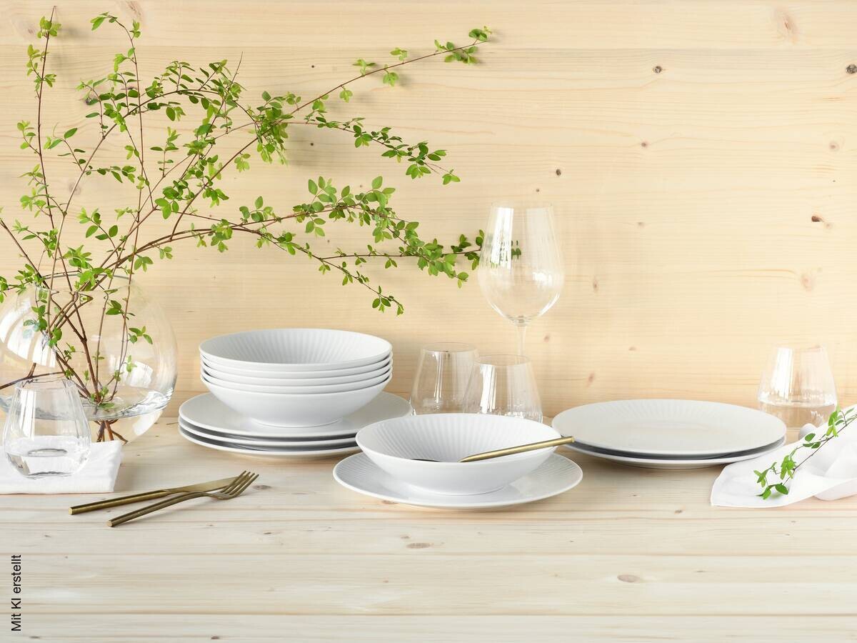 CreaTable Tafelservice Valencia weiß Porzellan 12 tlg.