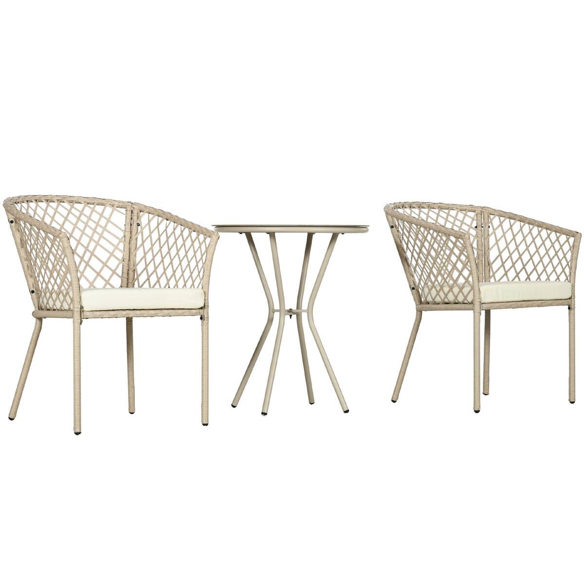 Outsunny Sitzgruppe khaki Edelstahl B/H/L: ca. 65x63x81 cm