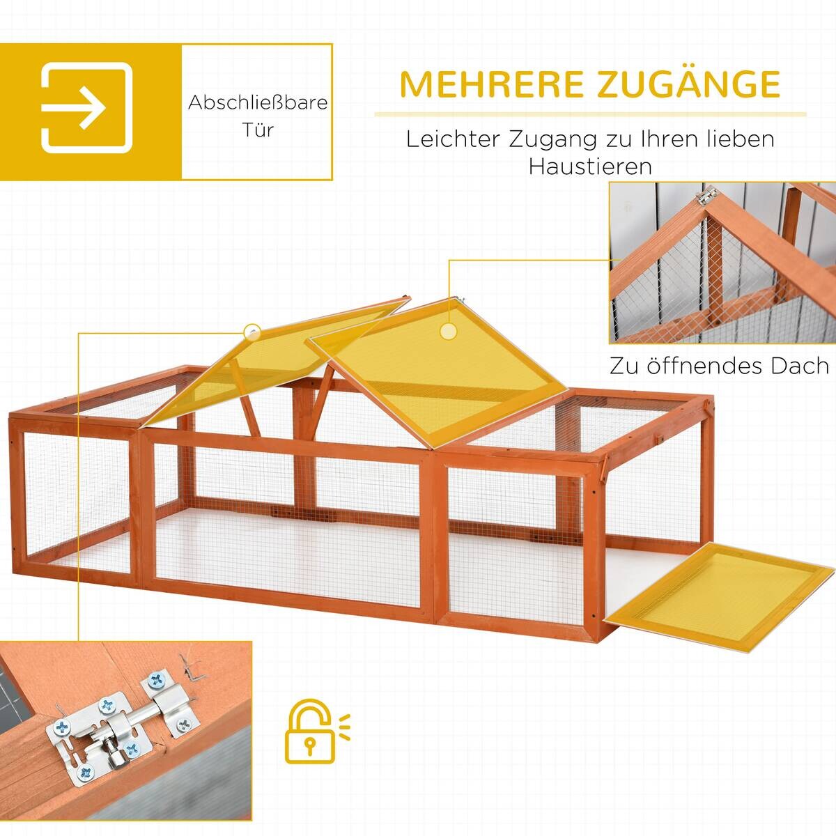 PawHut Stall orange Holz B/H/L: ca. 90x180x48 cm