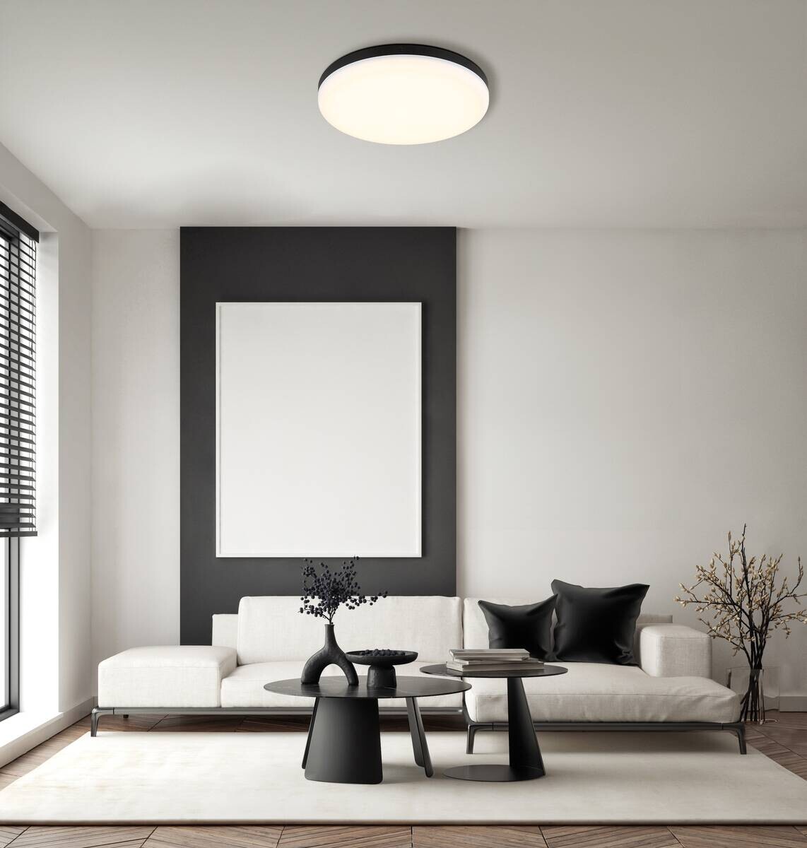 GLOBO Deckenleuchte Opal mattschwarz Kunststoff H/D: ca. 5x30 cm 1 Brennstellen