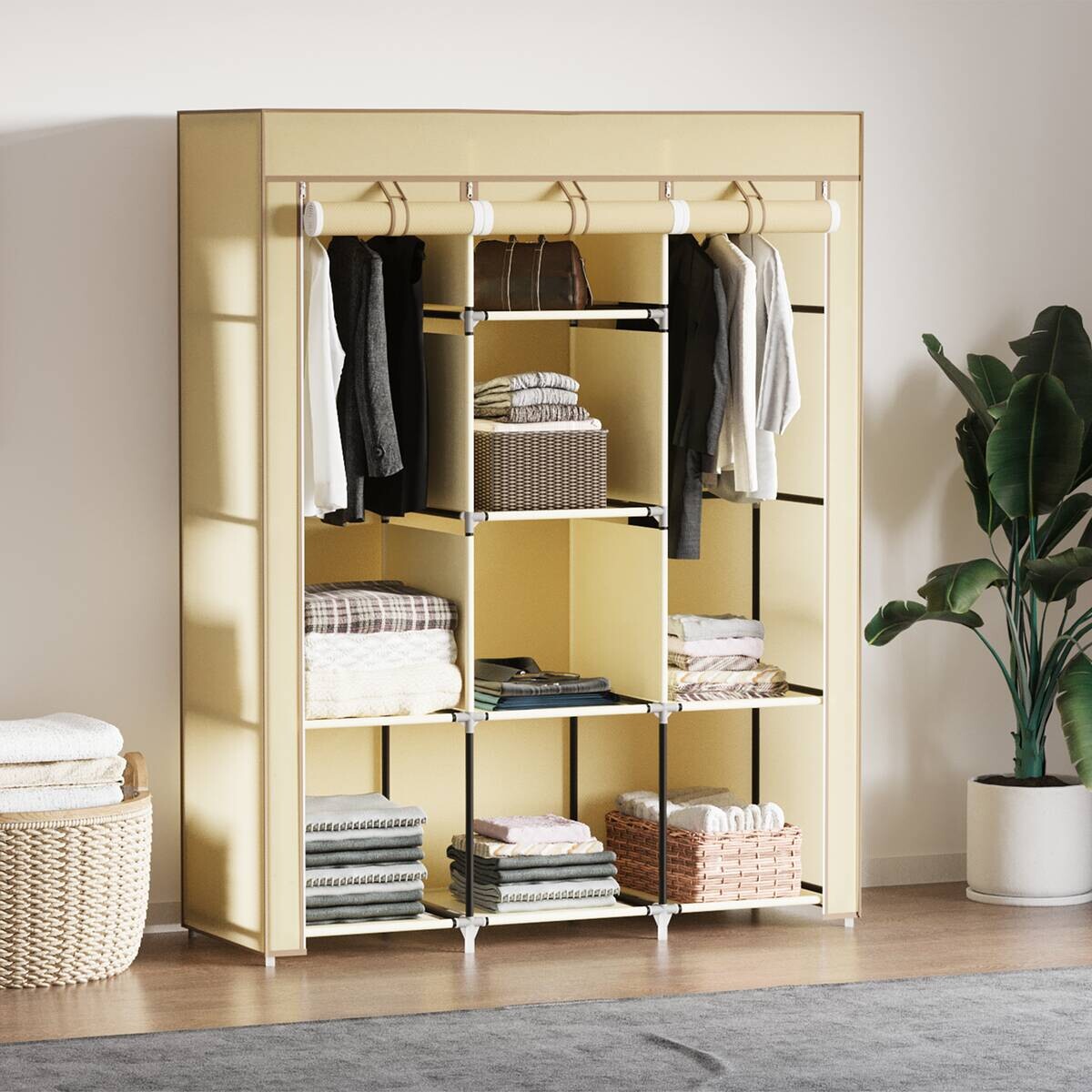 HOMCOM Kleiderschrank beige Edelstahl B/H/L: ca. 43x125x162,5 cm