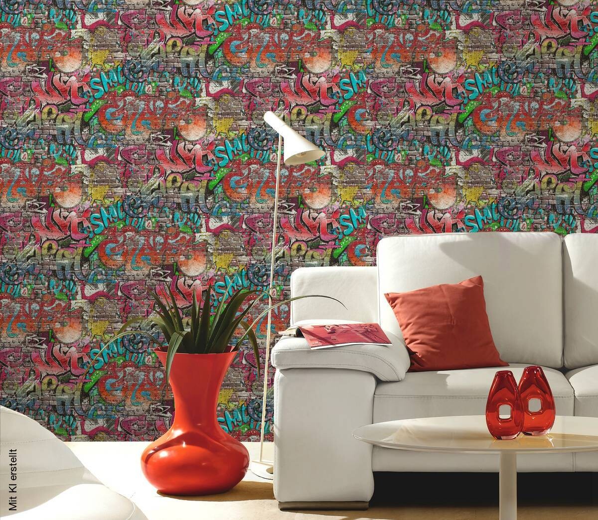 Erismann Papiertapete Graffiti bunt B/L: ca. 53x1005 cm