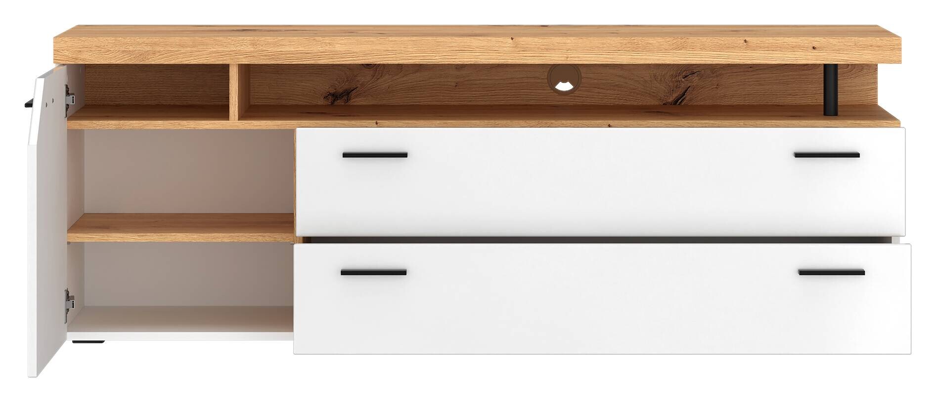 TV-Lowboard Nico Eiche Artisan Nachbildung weiß B/H/T: ca. 160x59x40 cm