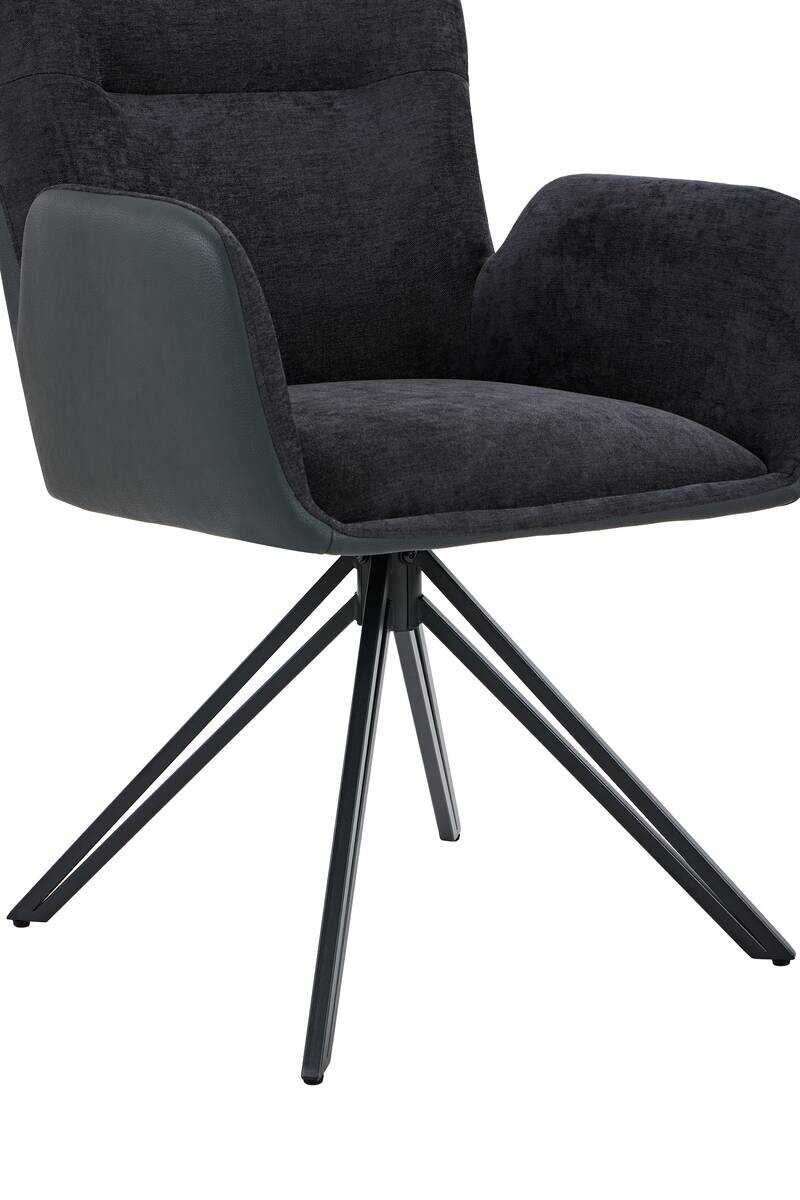Drehstuhl Milazzo schwarz Kunstleder Webstoff B/H/T: ca. 60x92x68 cm