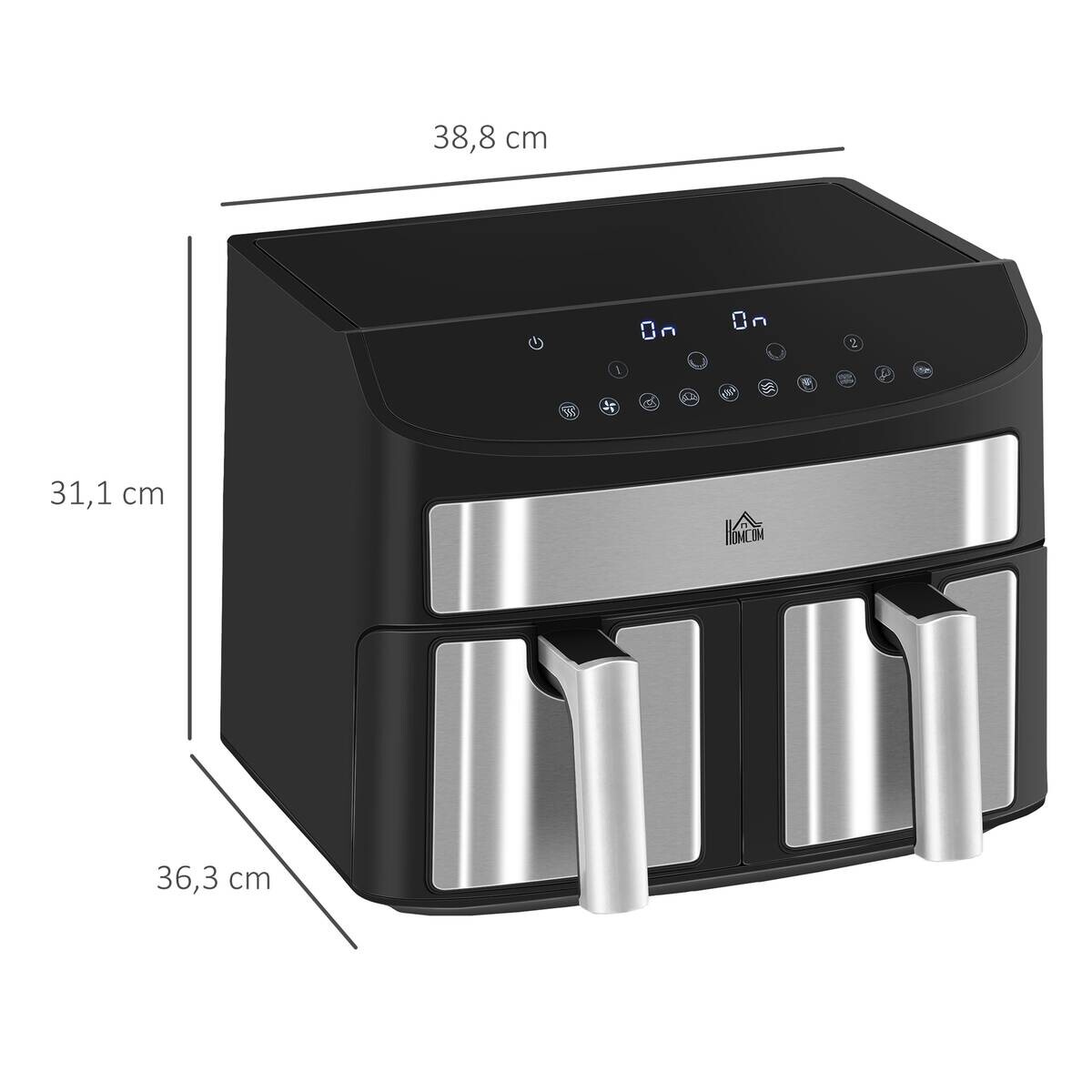 HOMCOM Heißluftfritteuse 800-174V90BK schwarz Kunststoff B/H/L: ca. 36,3x38,8x31,1 cm ca. 8 l