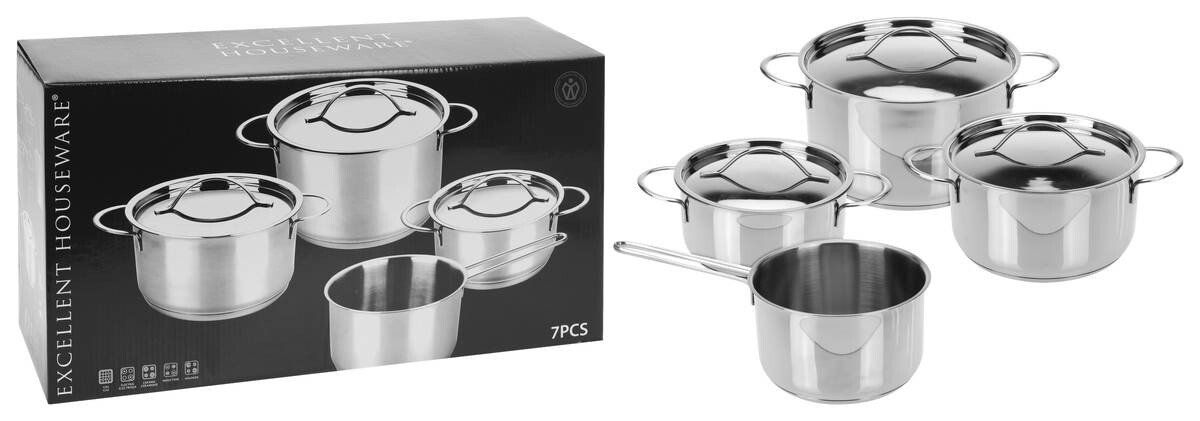 Topfset silber Edelstahl 7 tlg.