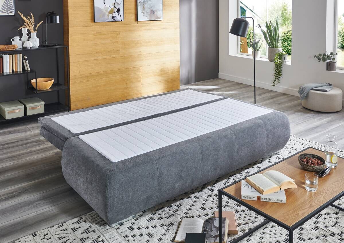 Dauerschlafsofa grau Microfaser B/H/T: ca. 207x94x90 cm