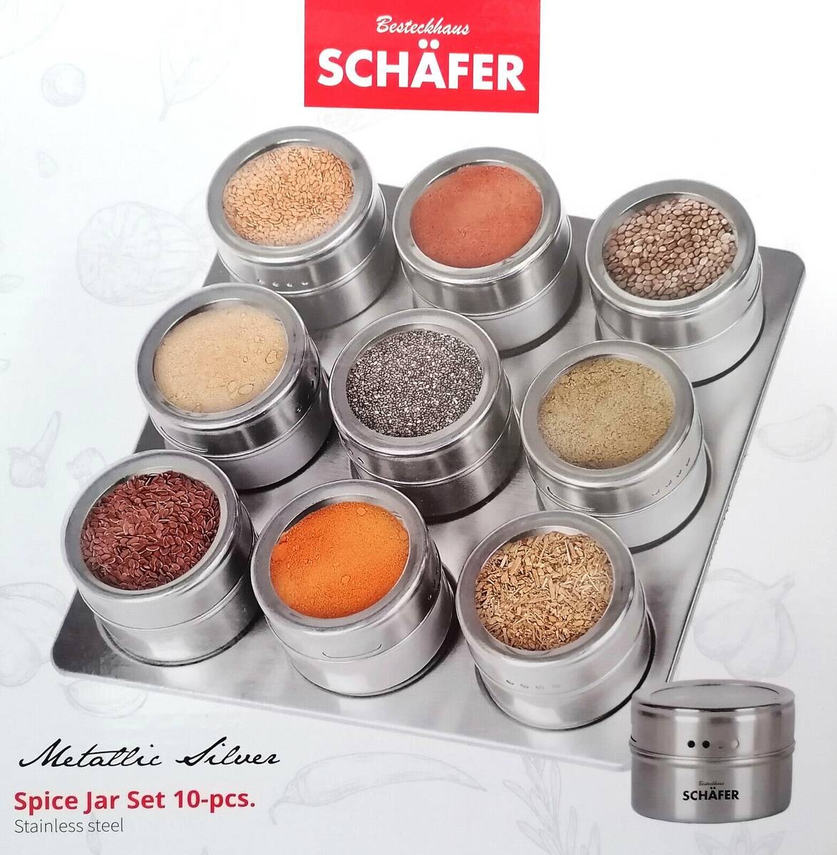 SCHÄFER Gewürzdosenset silber Edelstahl