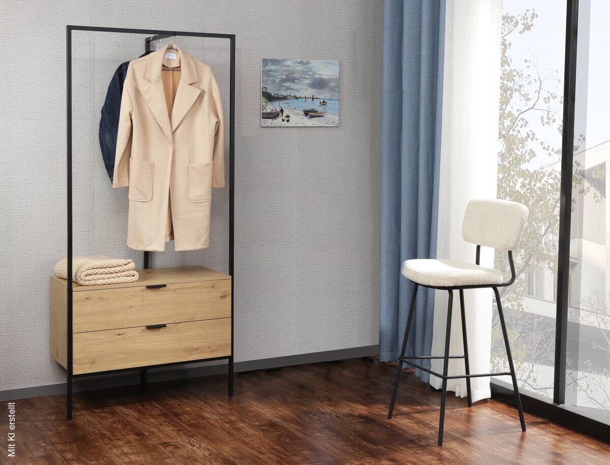 Garderobe Jody Eiche Artisan Nachbildung schwarz B/H/T: ca. 85x190x47 cm