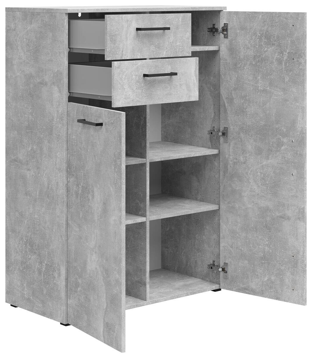 Kommode Multi-Stauraum Typ 32 Beton Optik B/H/T: ca. 80x115x40 cm