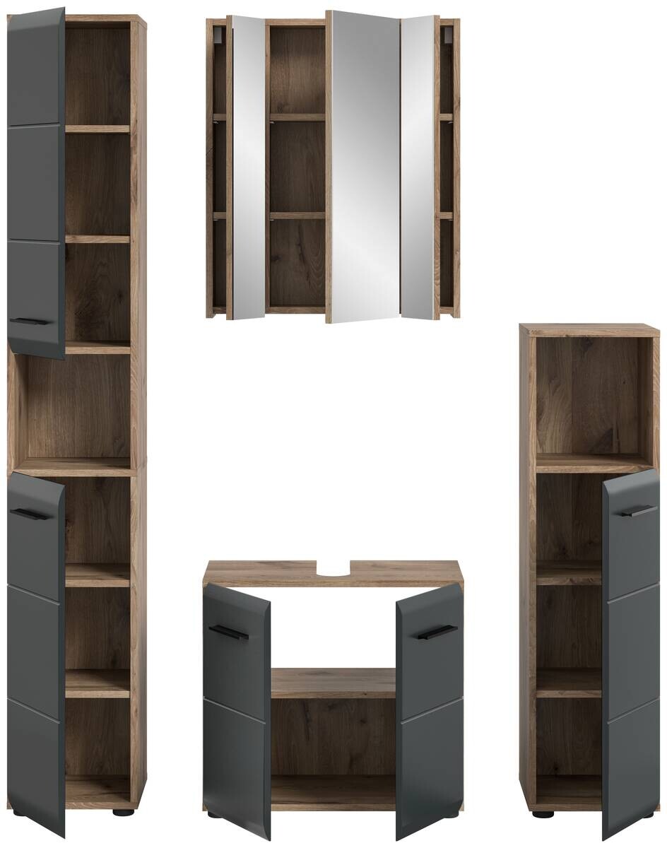Badezimmer-Set Ice Nox Oak Nachbildung schwarz matt B/H/T: ca. 150x185x30 cm