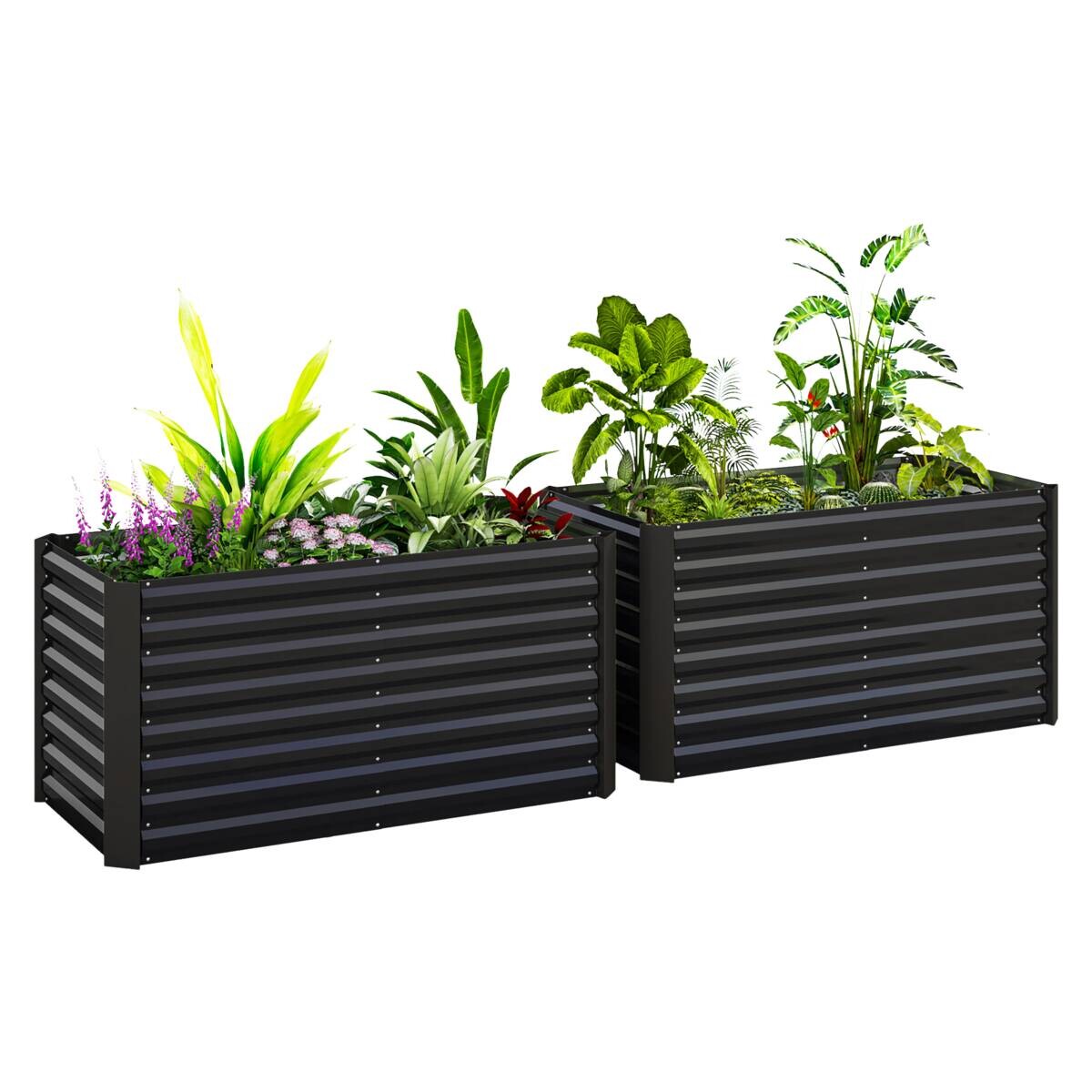 Outsunny Hochbeet 2er Set dunkelgrau Stahl B/H/L: ca. 60x60x120 cm