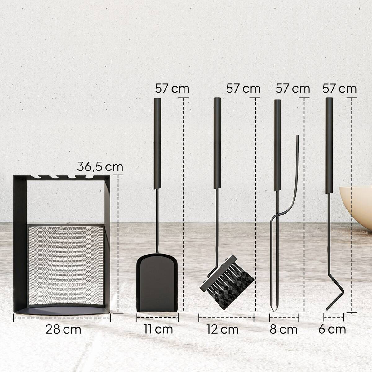 Outsunny Kaminbesteck schwarz B/H/L: ca. 13x59,5x28 cm