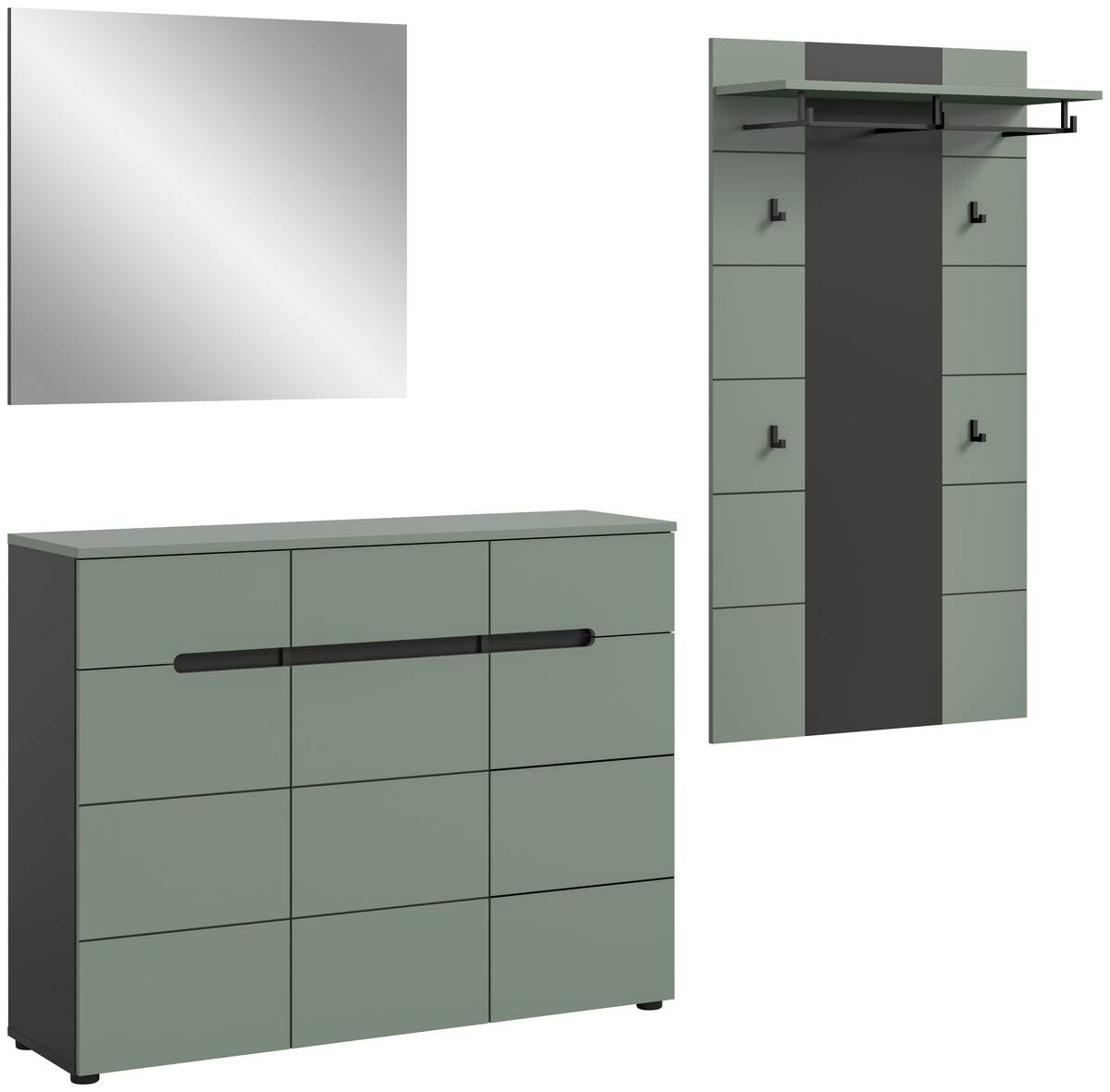 Garderobe Canu grün basaltgrau Nachbildung B/H/T: ca. 215x190x37 cm