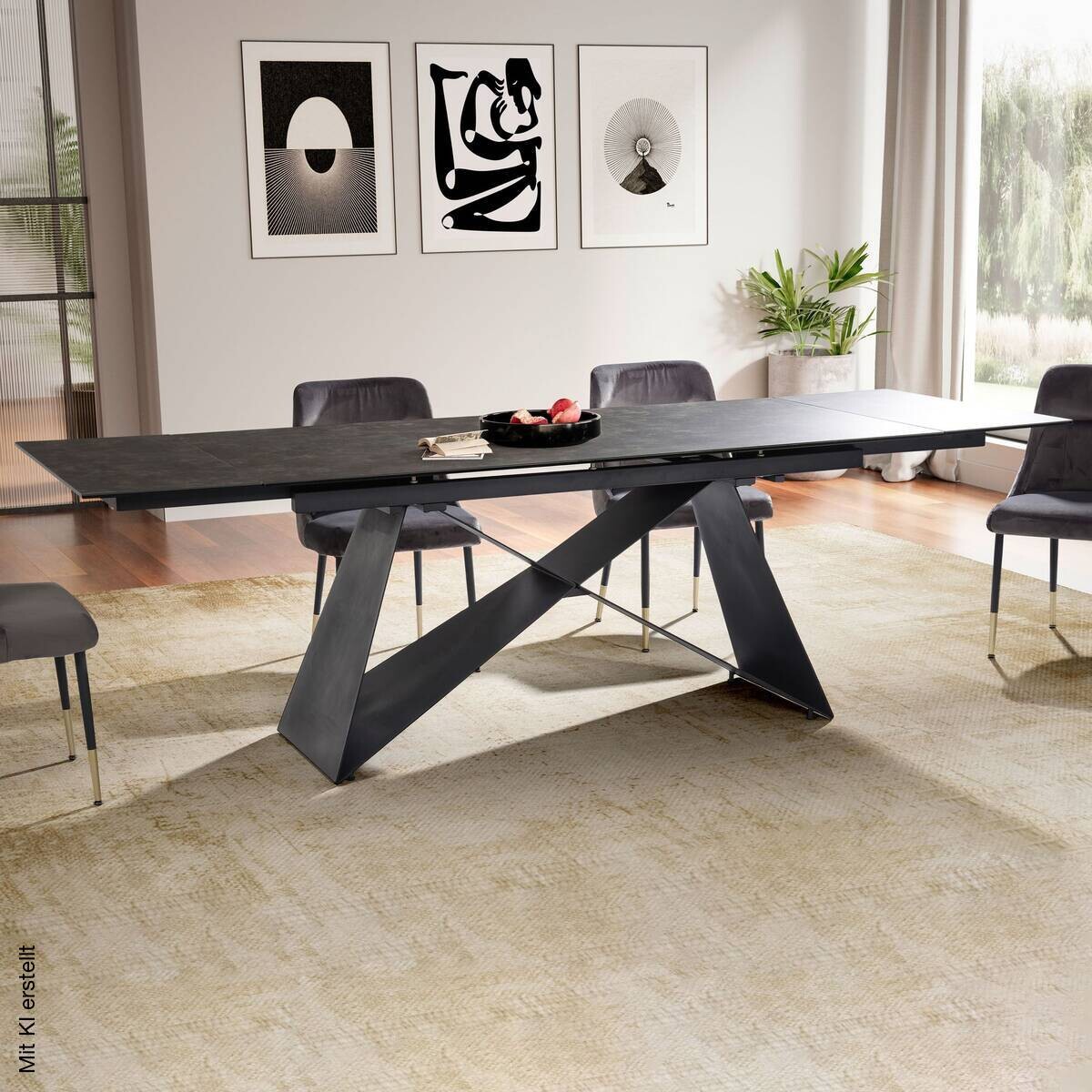 Esstisch schwarz Marmor Optik B/H/T: ca. 180x78x95 cm