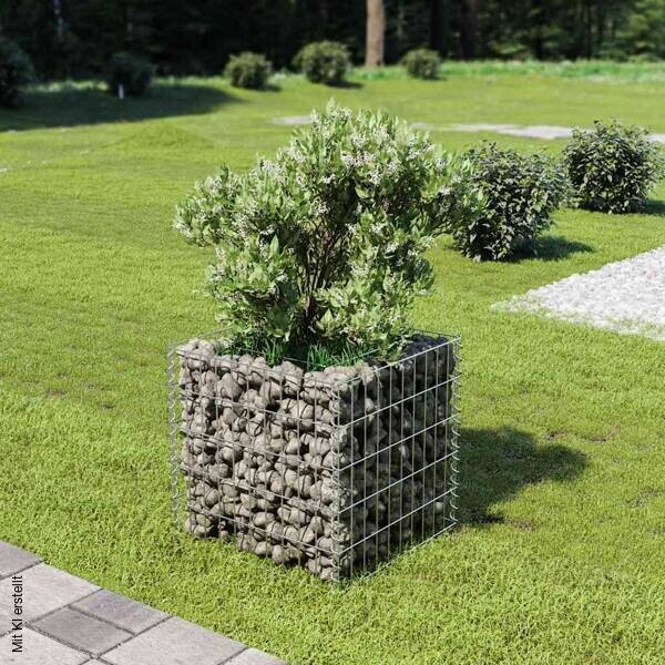 Gabionen-Hochbeet silber Stahl B/H/L: ca. 50x50x50 cm