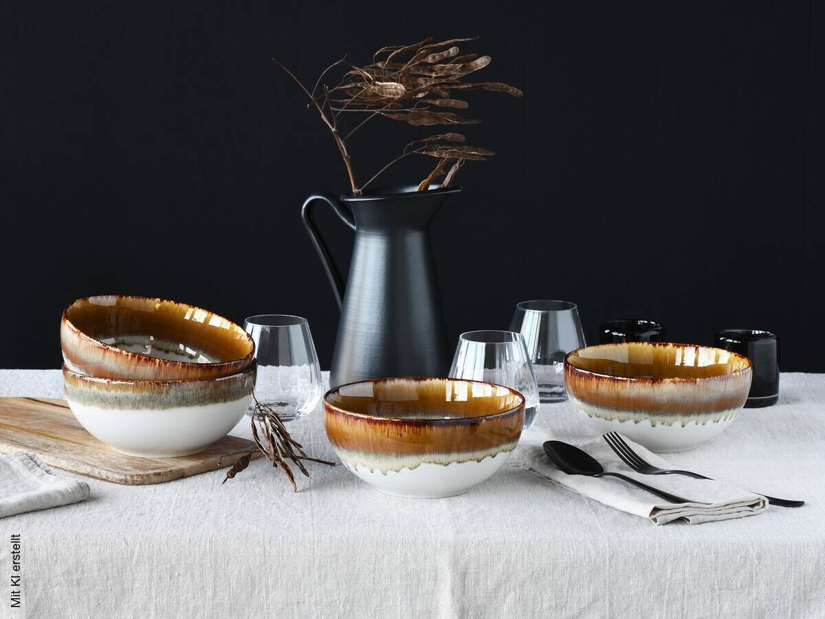 CreaTable Schüssel-Set Cascade braun Steinzeug