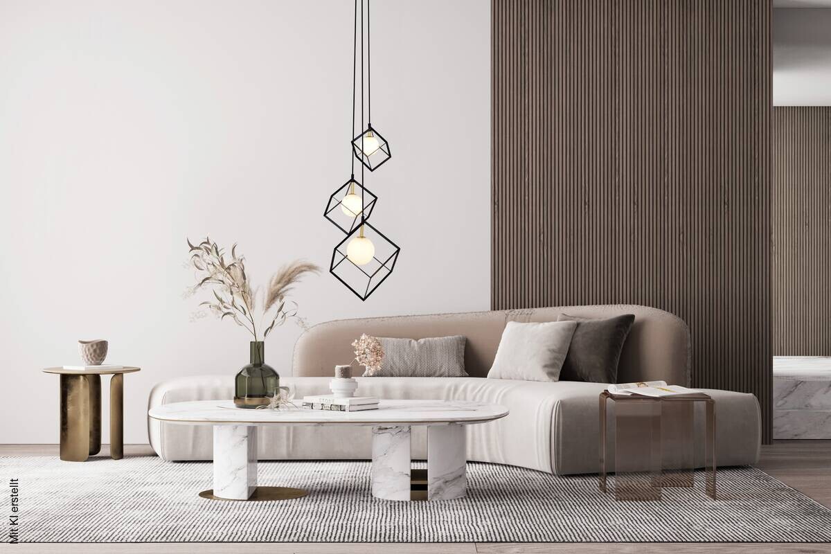 Näve Leuchten Pendelleuchte 7083022 schwarz Metall Glas B/H/T: ca. 40x147x40 cm G9 3 Brennstellen