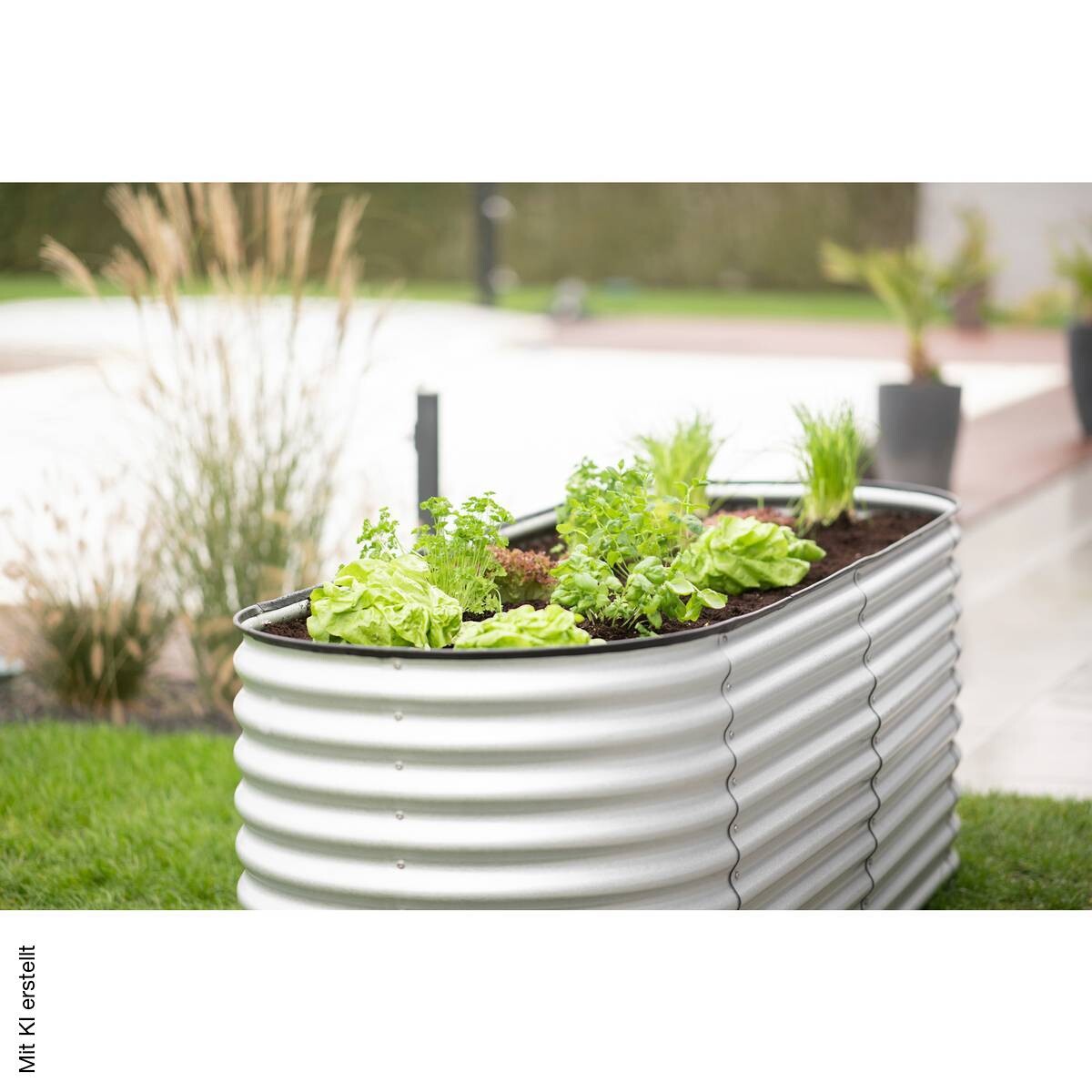 Westmann Hochbeet Oval silber Metall B/H/L: ca. 80x82x240 cm