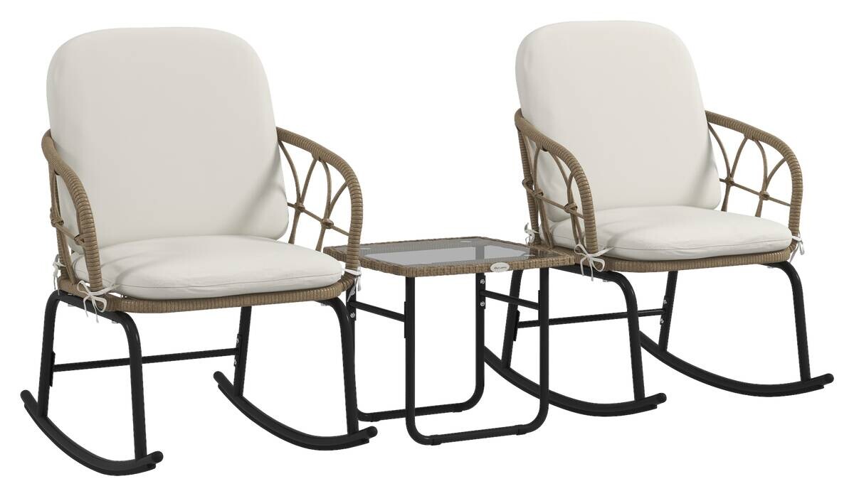 Outsunny Sitzgruppe creme Edelstahl B/H/L: ca. 82x63x75 cm