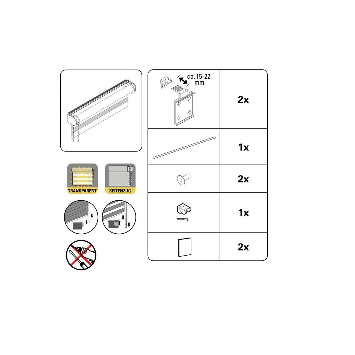 Doppelrollo Easyfix anthrazit B/L: ca. 90x150 cm