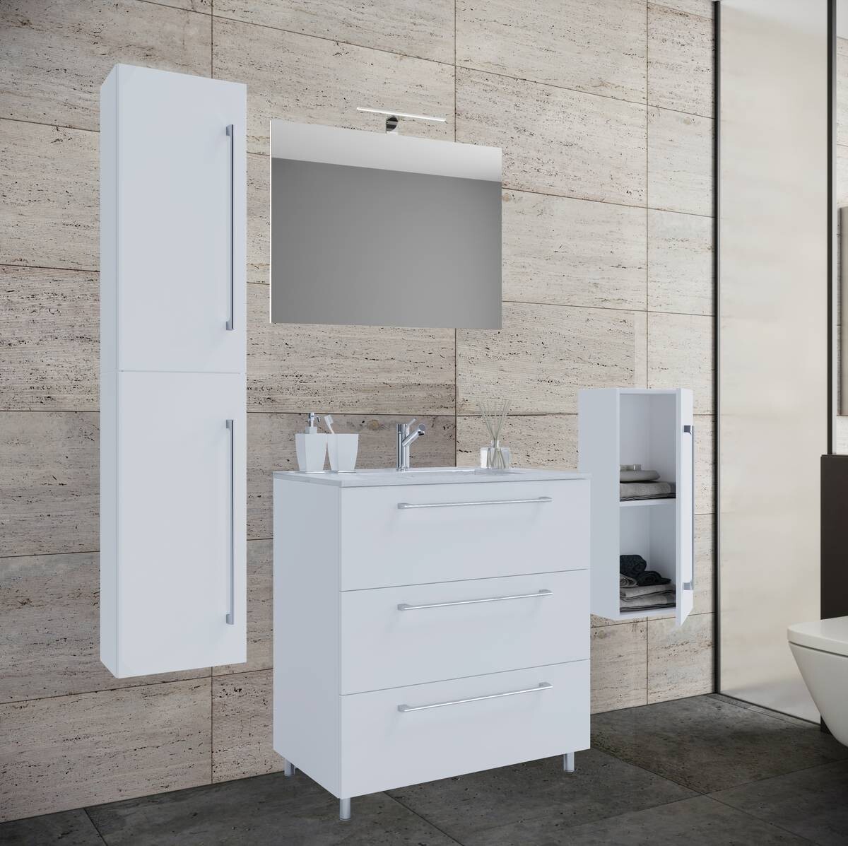 Waschplatz 5tlg-Schubo weiß B/H/T: ca. 80x86x46 cm