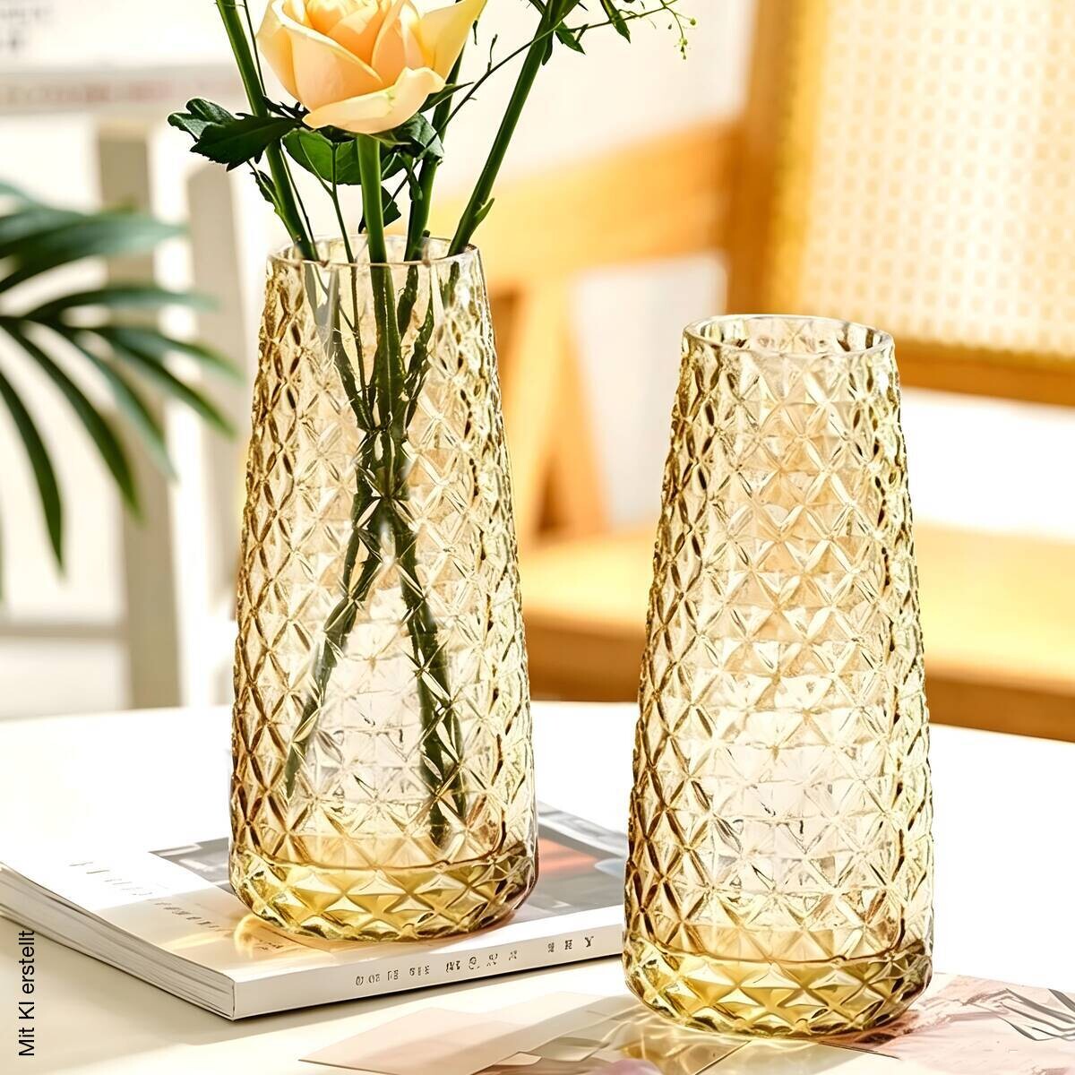Vase braun Glas H/D: ca. 23,5x10 cm