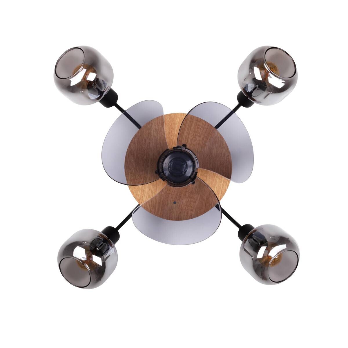 Näve Leuchten Deckenventilator schwarz Metall Glas Kunststoff B/H/T/D: ca. 48x21x48x48 cm E14 4 Brennstellen