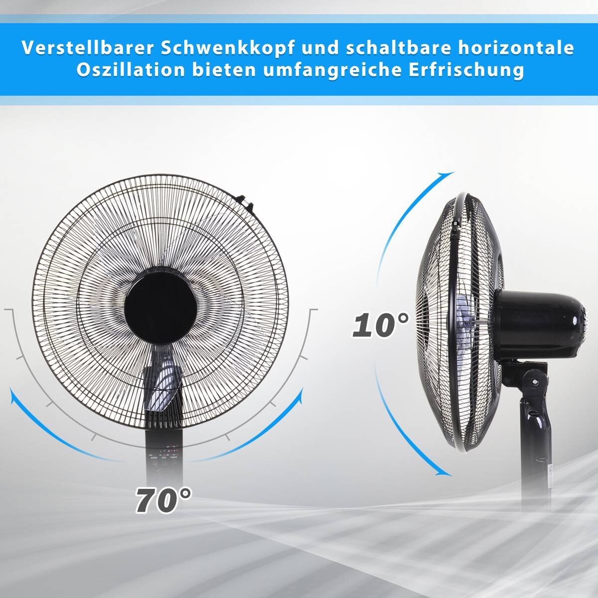 HOMCOM Standventilator mit Fernbedienung schwarz Metall Kunststoff H/D: ca. 124x45 cm