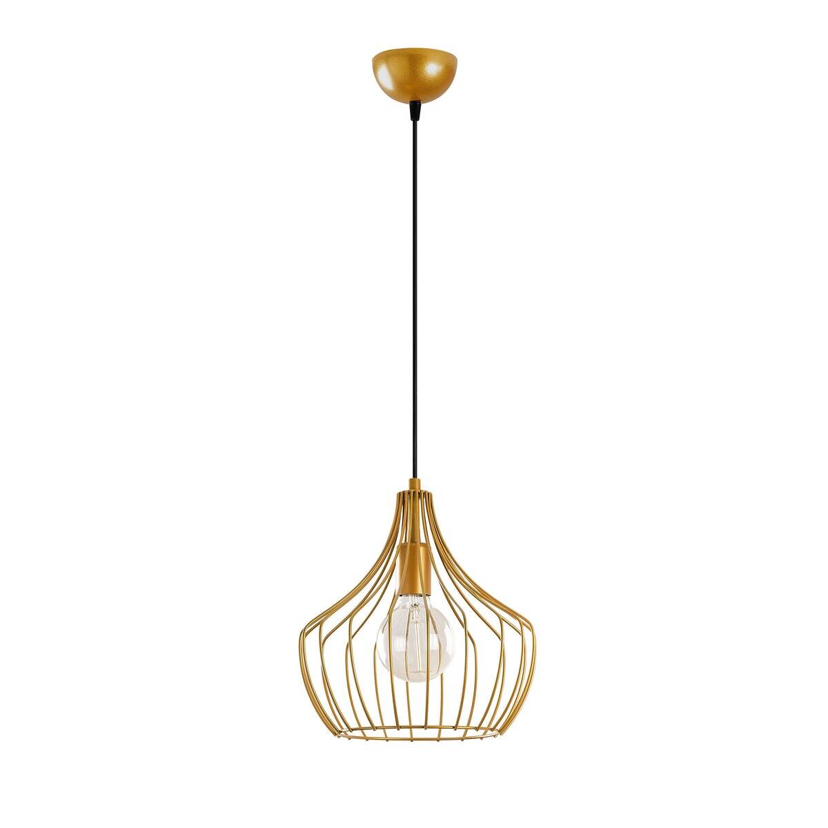 Pendelleuchte gold Metall B/H/L/D: ca. 27x126x27x27 cm E27 1 Brennstellen