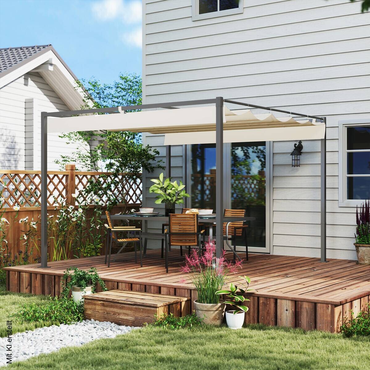 Outsunny Pergola beige Metall B/H/L: ca. 297x221x298 cm