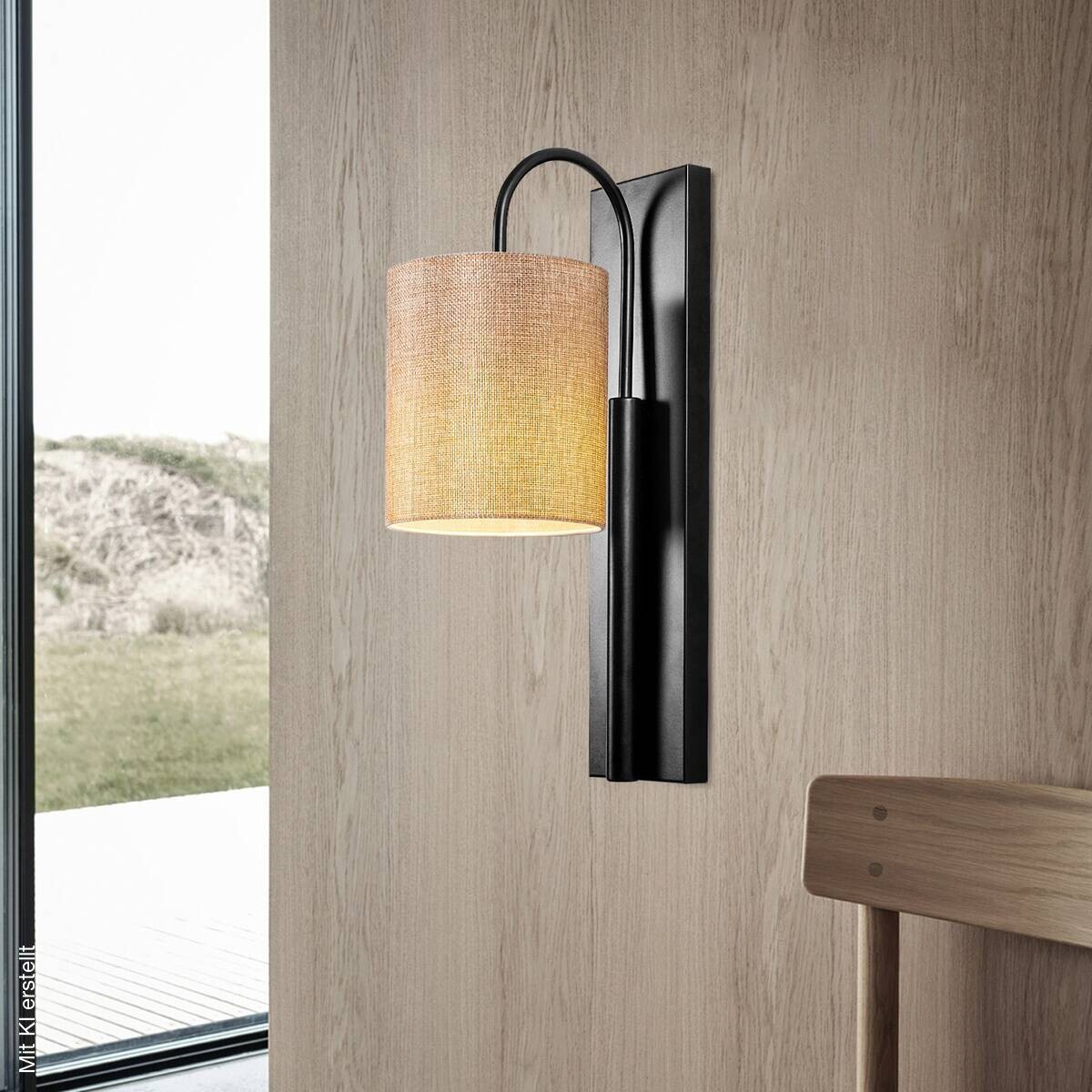 Opviq Wandleuchte schwarz creme Eisen B/H/L: ca. 20x42x14 cm E27 1 Brennstellen