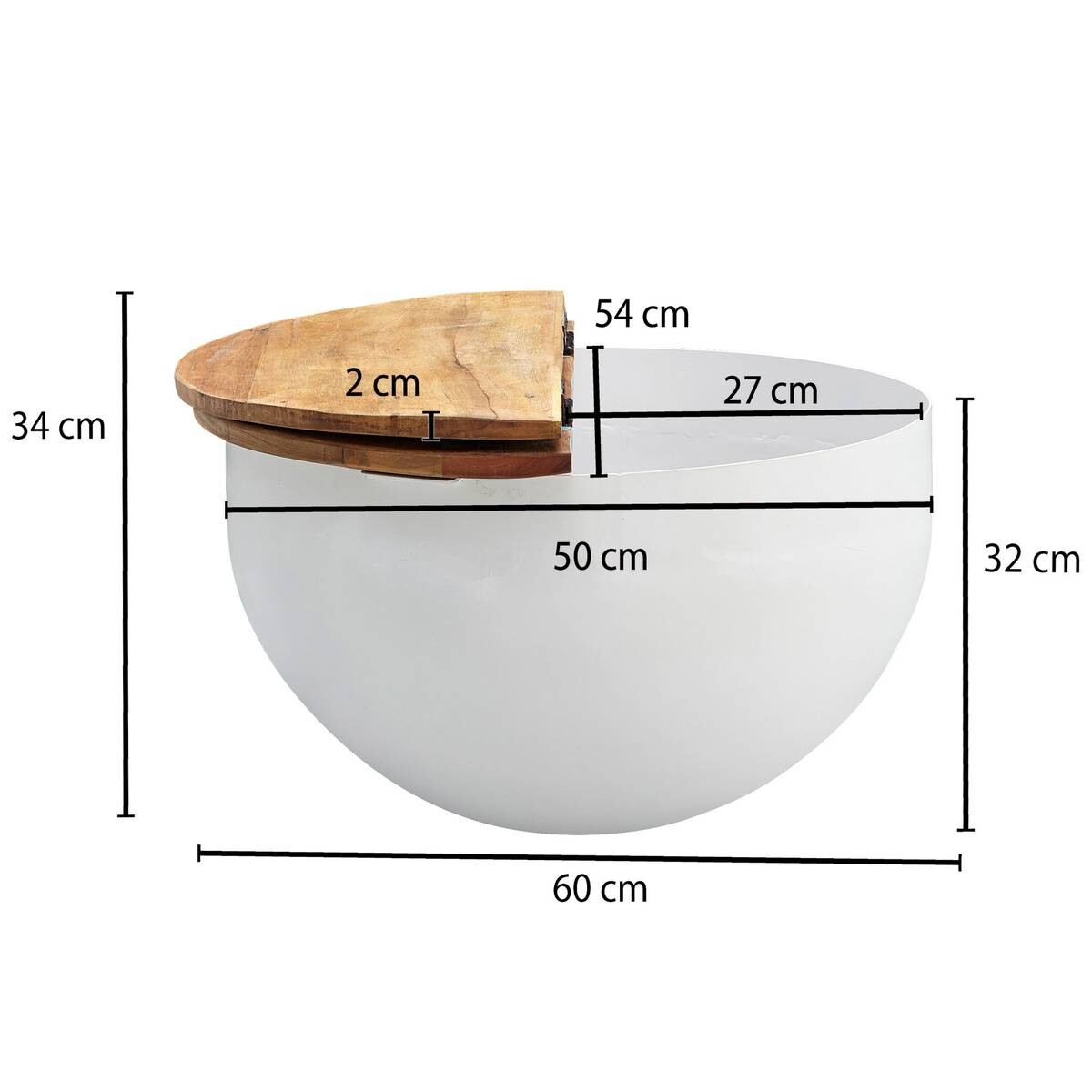 Wohnling Couchtisch weiß B/H/T: ca. 60x34x60 cm