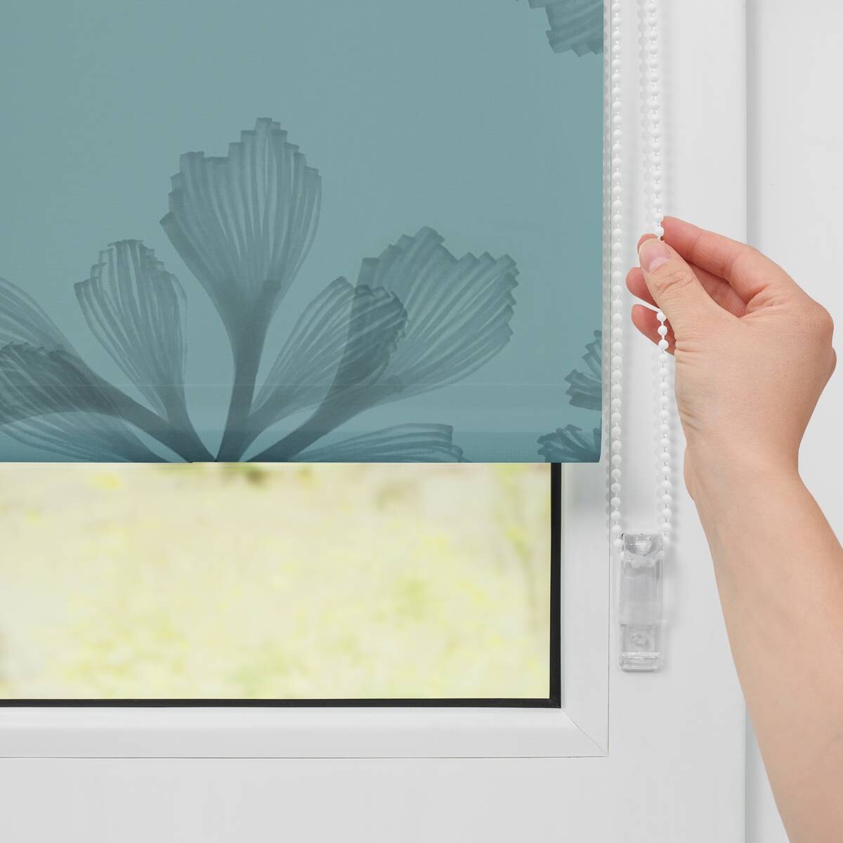 LICHTBLICK Verdunkelungsrollo Aqua Floral blau B/L: ca. 90x150 cm