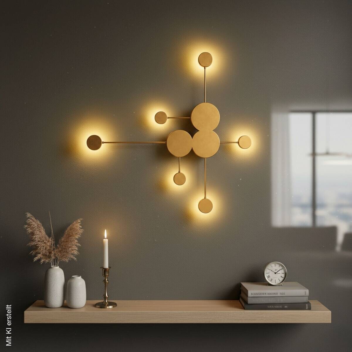 Opviq LED-Wandleuchte gold B/H/T: ca. 117x5x108 cm 6 Brennstellen