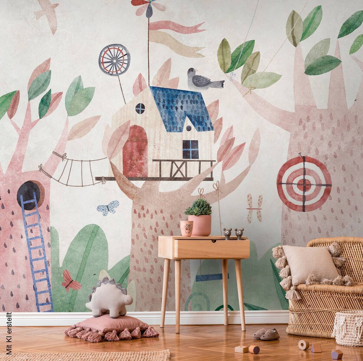 Livingwalls Fototapete Baumhäuser beige bunt braun B/L: ca. 280x371 cm