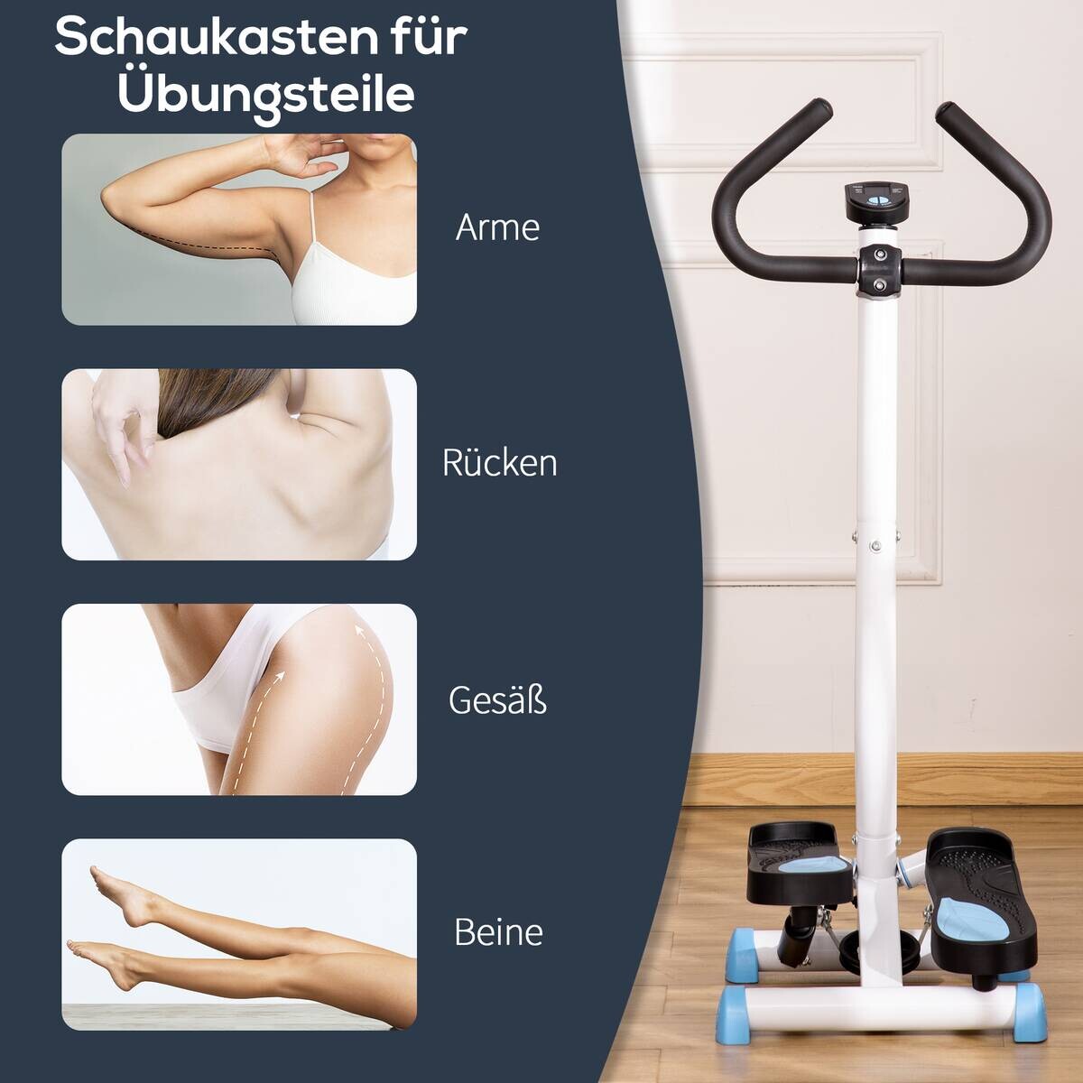 HOMCOM Steppmaschine schwarz Stahl B/H/L: ca. 44x108x55 cm