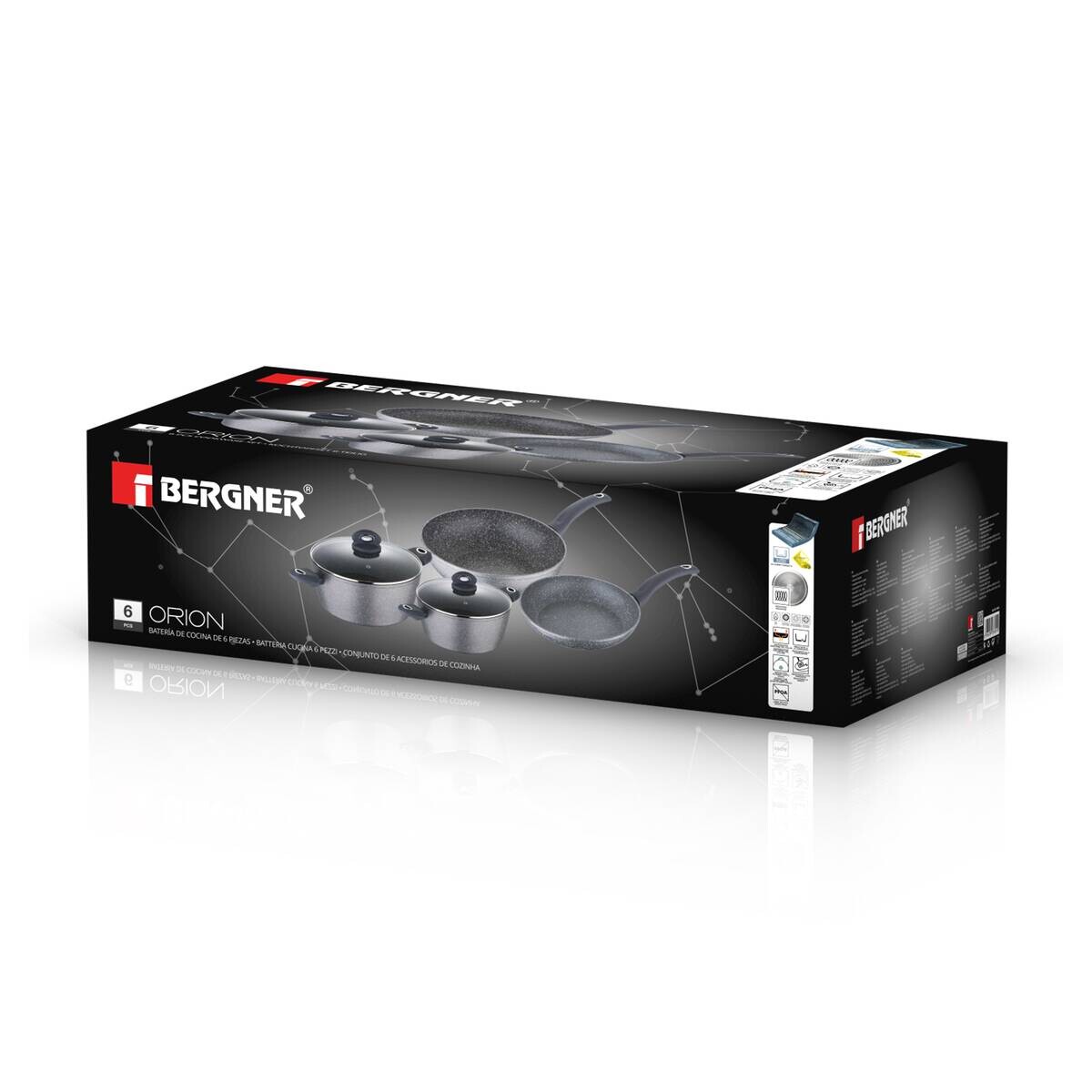 BERGNER Topfset Orion grau Aluminium 6 tlg.