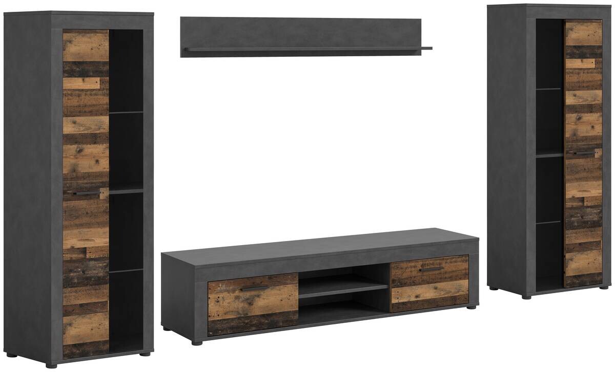 Wohnwand Jam Matera Nachbildung Old Wood Nachbildung B/H/T: ca. 159x310x35 cm