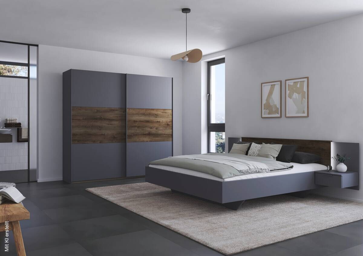 Bettanlage Marbella grau B/H/T: ca. 266x83x208 cm Liegefläche B/L: ca. 180x200 cm