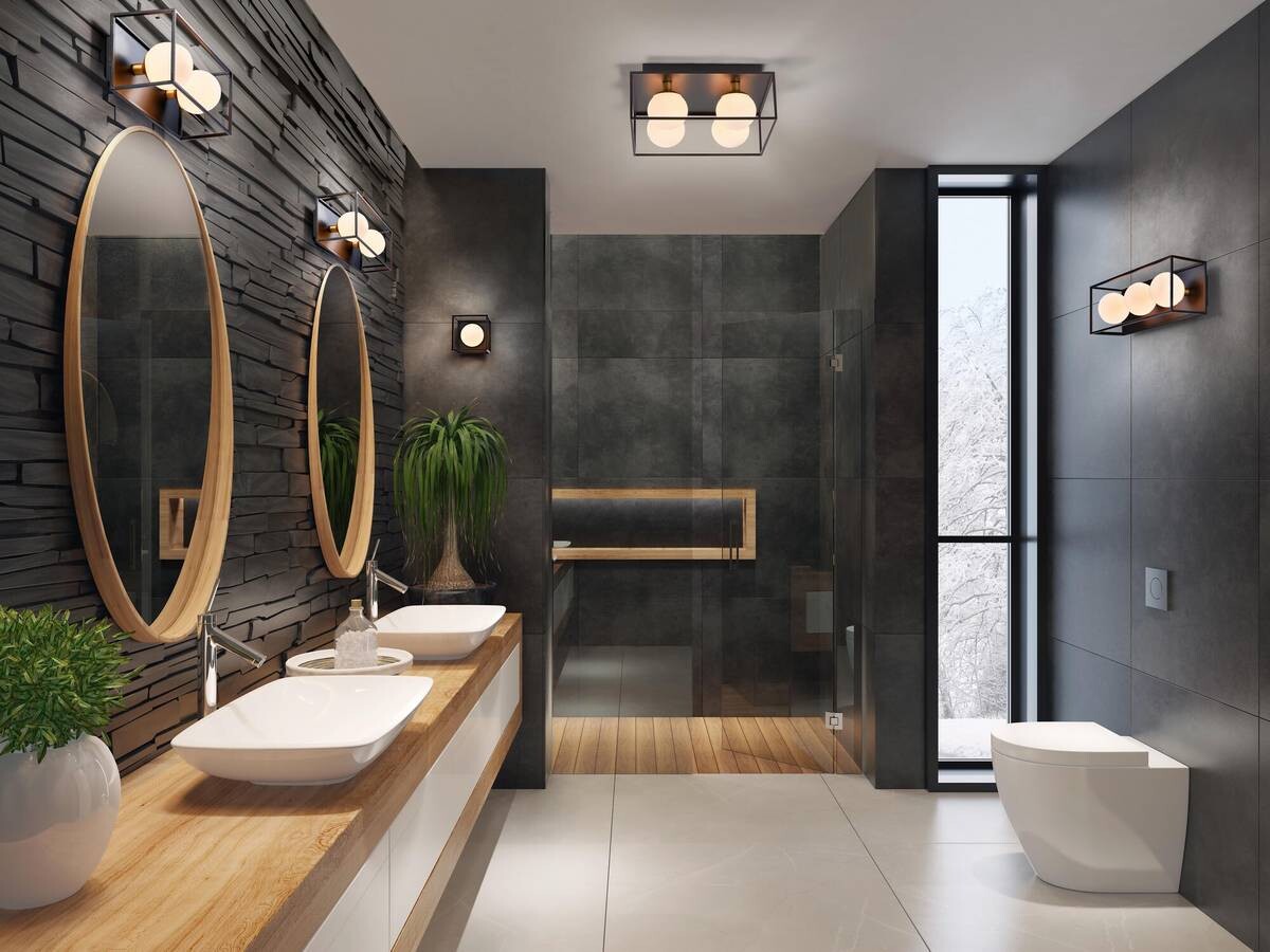 LEDVANCE Badezimmer-Wandleuchte Square schwarz weiß Metall Glas B/H/L: ca. 15x17,5x15 cm G9