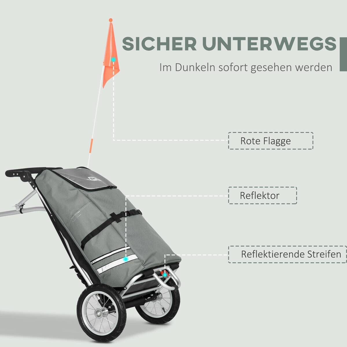 HOMCOM Fahrradanhänger silber silber B/H/L: ca. 43x53x110 cm