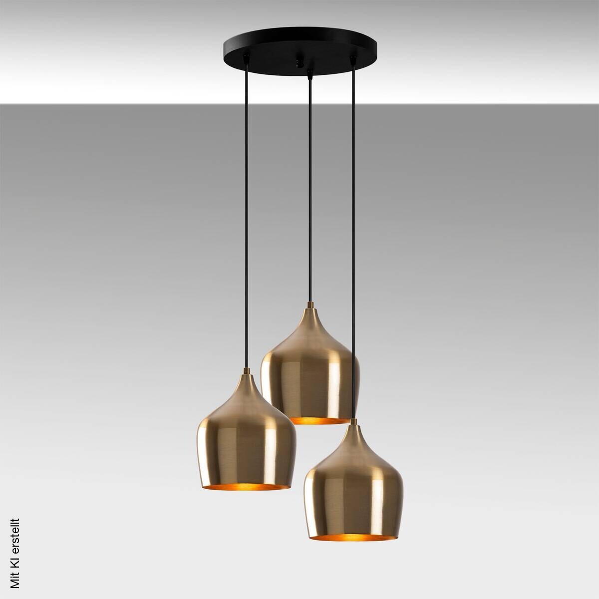 Opviq Pendelleuchte messing B/H/T: ca. 46x124x46 cm E27 3 Brennstellen